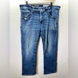 T.K. Axel Slim Bootcut Jeans Mens 36/30 Blue Denim Stretch Comfy Pants 2297